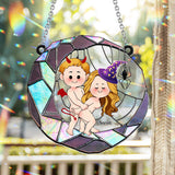 Love You To The Moon - Personalized Couple Window Hanging Suncatcher Ornament