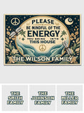 Please Be Mindful Of The Energy - Personalized Hippie Doormat