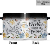 First My Mother Forever My Friend Pastel Floral Line Art Inflated - Personalized Mother Mug