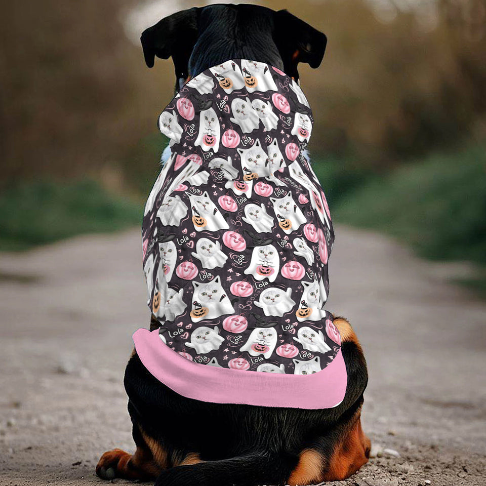 Halloween Cute Ghost Dog Cat - Personalized Dog Pet Hoodie
