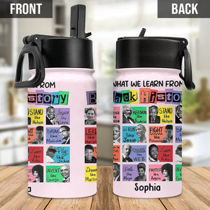 What We Lean About Black History - Personalized African American Kids Water Bottle
