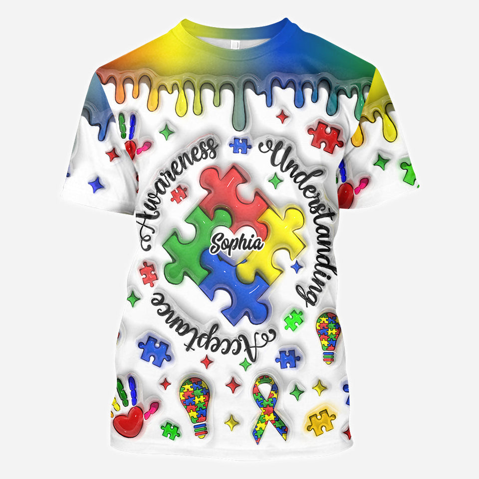 Sensibilisation à l'autisme - T-shirt personnalisé intégral de sensibilisation à l'autisme