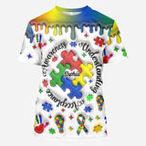 Sensibilisation à l'autisme - T-shirt personnalisé intégral de sensibilisation à l'autisme