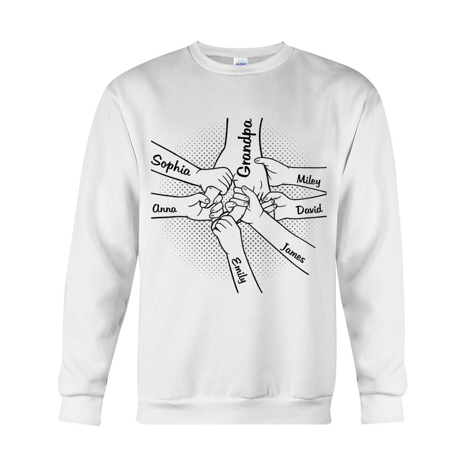 Hand In Hand - Personalized Grandpa T-shirt And Hoodie