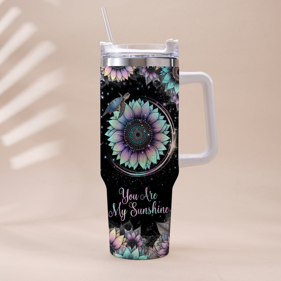 You Are My Sunshine - Personalized Turtle Tumbler With Handle