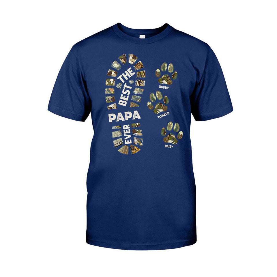 Dad Foot Print Paw Prints - Personalized Father T-shirt And Hoodie