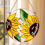 First Mom Now Grandma Sunflower - Personalized Grandma Window Hanging Suncatcher Ornament