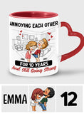 Annoying Each Other For Years And Still Going Strong - Personalized Couple Heart Handle Mug