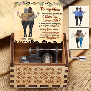 To My Mom Grandma Daughter Granddaughter Leopard - Personalized Mother Hand Crank Music Box