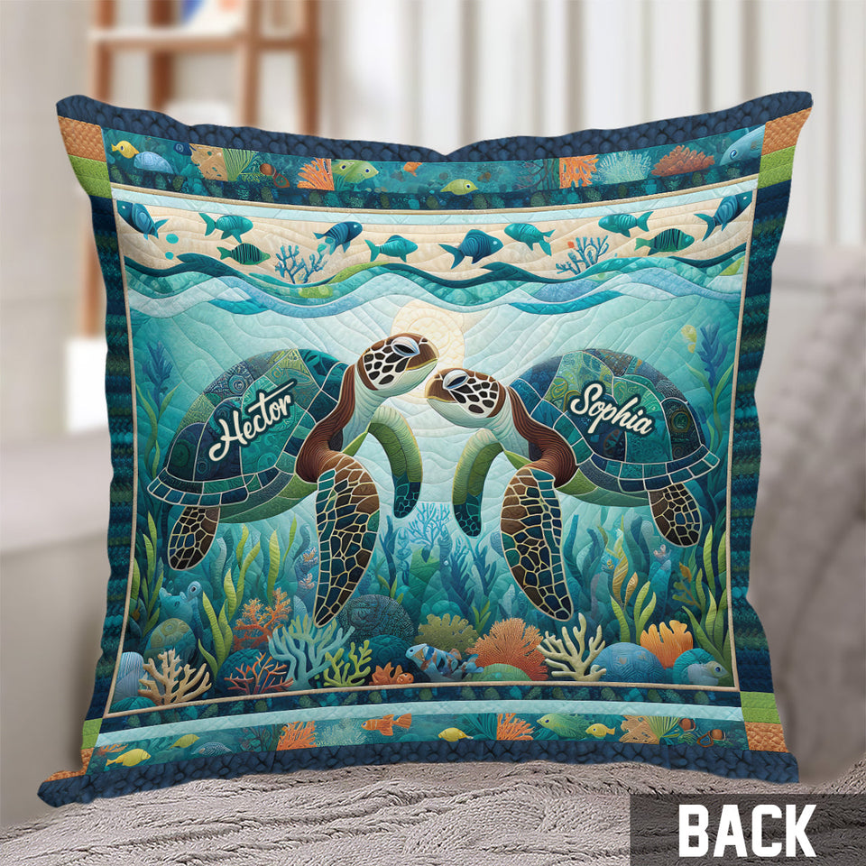 You & Me And The Sea - Personalized Turtle Throw Pillow