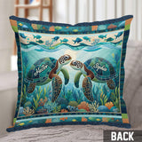 You & Me And The Sea - Personalized Turtle Throw Pillow