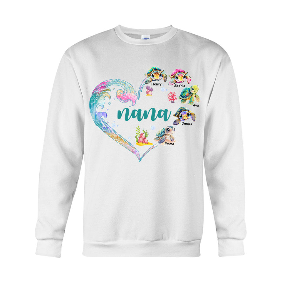 Nana's Little Turtle - Personalized Grandma T-shirt And Hoodie