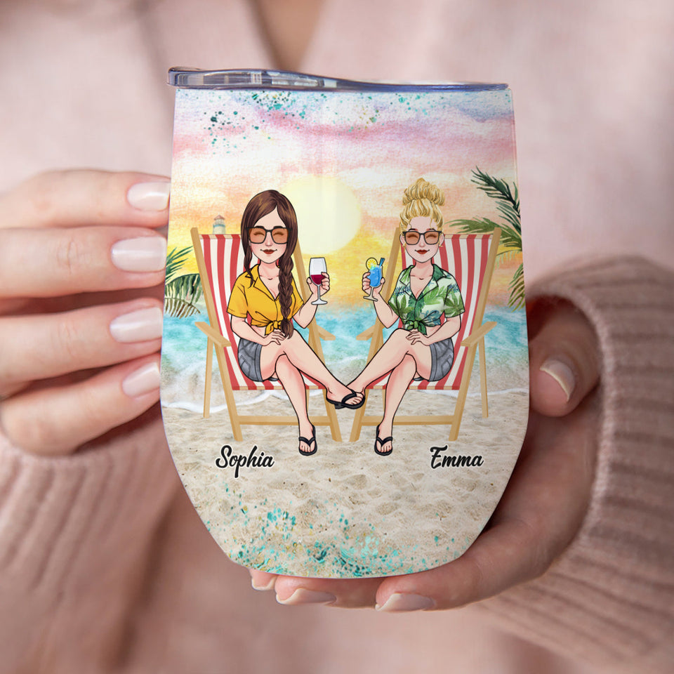 Are We Drunk Beach We Might Be - Personalized Sea Lover Wine Tumbler