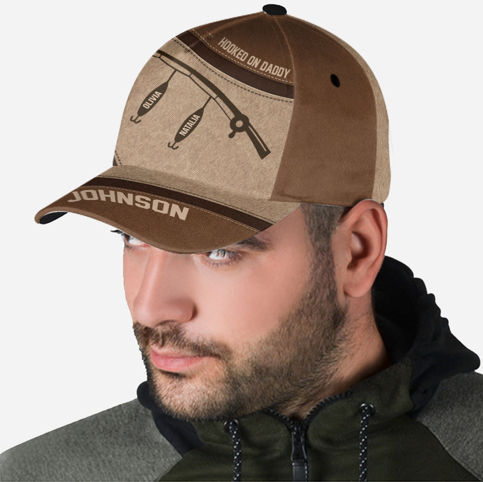 Hooked On Dad - Personalized Father Classic Cap