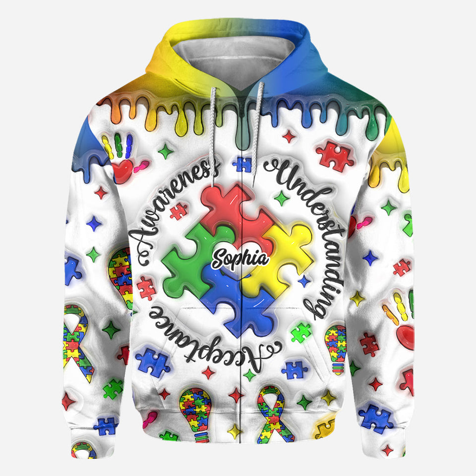 Sensibilisation à l'autisme - T-shirt personnalisé intégral de sensibilisation à l'autisme