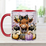 Cute Baby Highland Cow Fall Pumpkins - Personalized Accent Mug