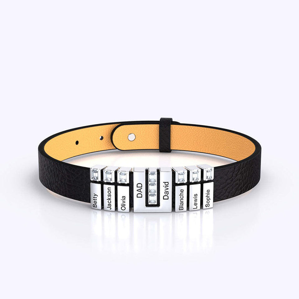 Dad's Bracelet With Charms - Personalized Father Men's Bracelet With Charms