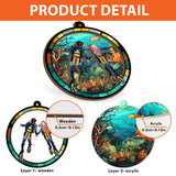 You & Me And The Sea - Personalized Scuba Diving 2 Layered Window Hanging Suncatcher