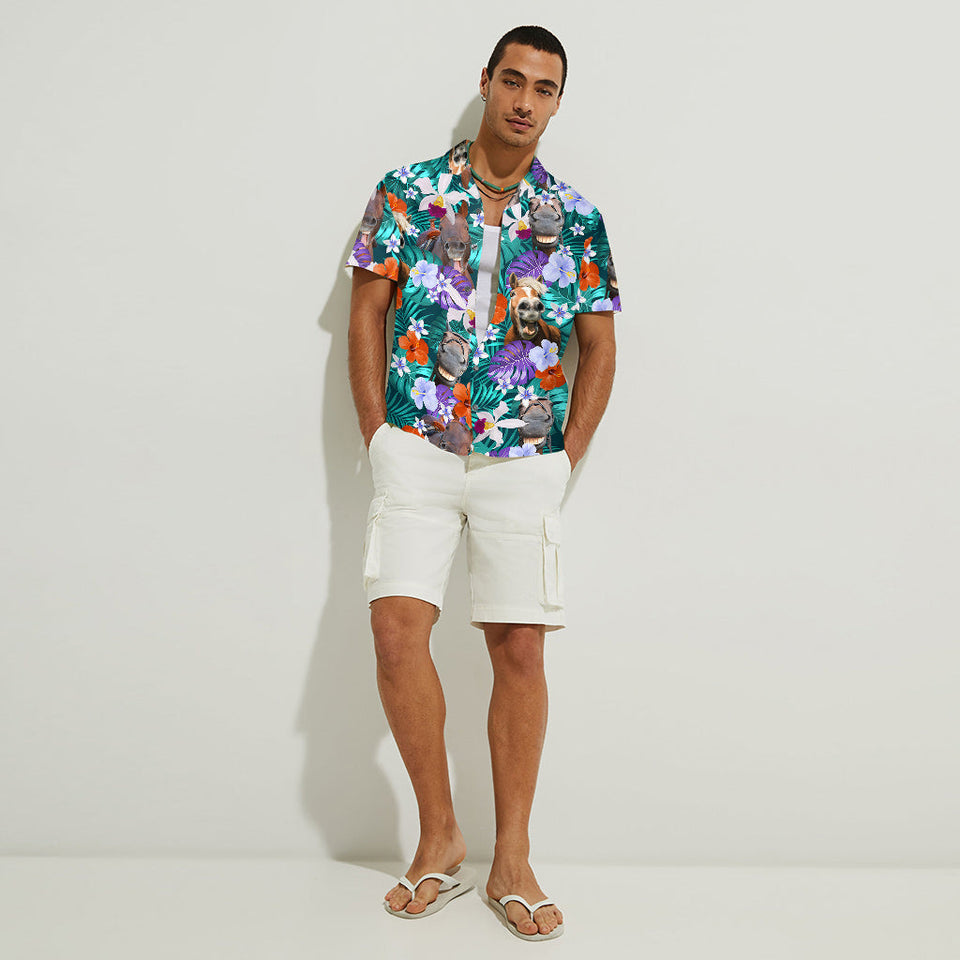 Laughing Horses Beach Summer - Personalized Horse Hawaiian Shirt