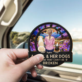 A Girl With Her Dog - Personalized Dog Shaped Car Visor Clip