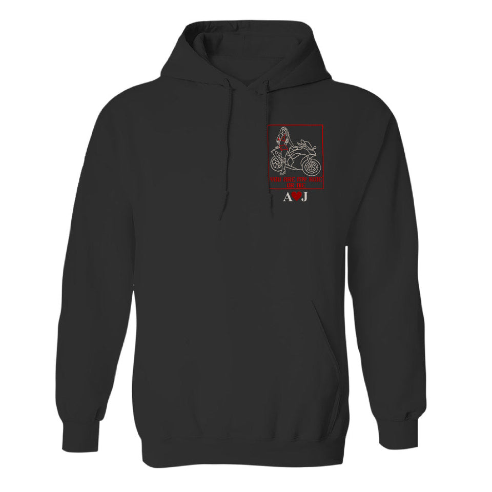 Ride Or Die - Personalized Biker Embroidered Hoodie