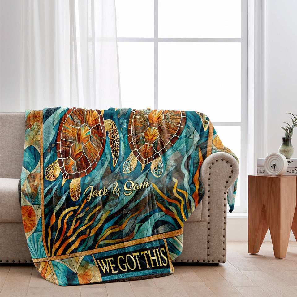 You & Me, We Got This - Personalized Turtle Blanket