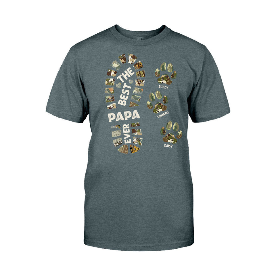Dad Foot Print Paw Prints - Personalized Father T-shirt And Hoodie