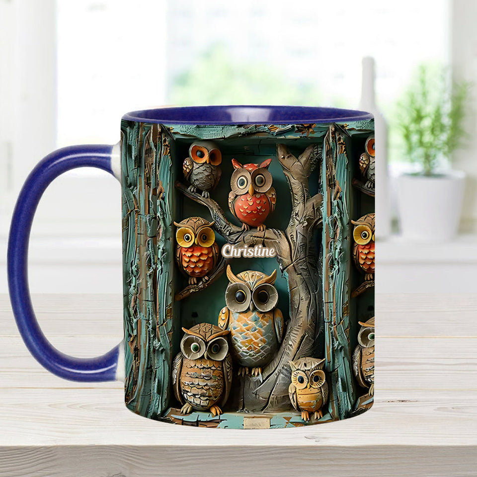 Just A Girl Who Loves Owls - Personalized Owl Accent Mug