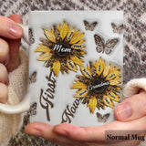 First Mom Now Grandma Sunflower Inflated - Personalized Grandma Mug