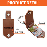 Best Grandpa Ever - Gift for grandpa - Personalized Leather Photo Keychain