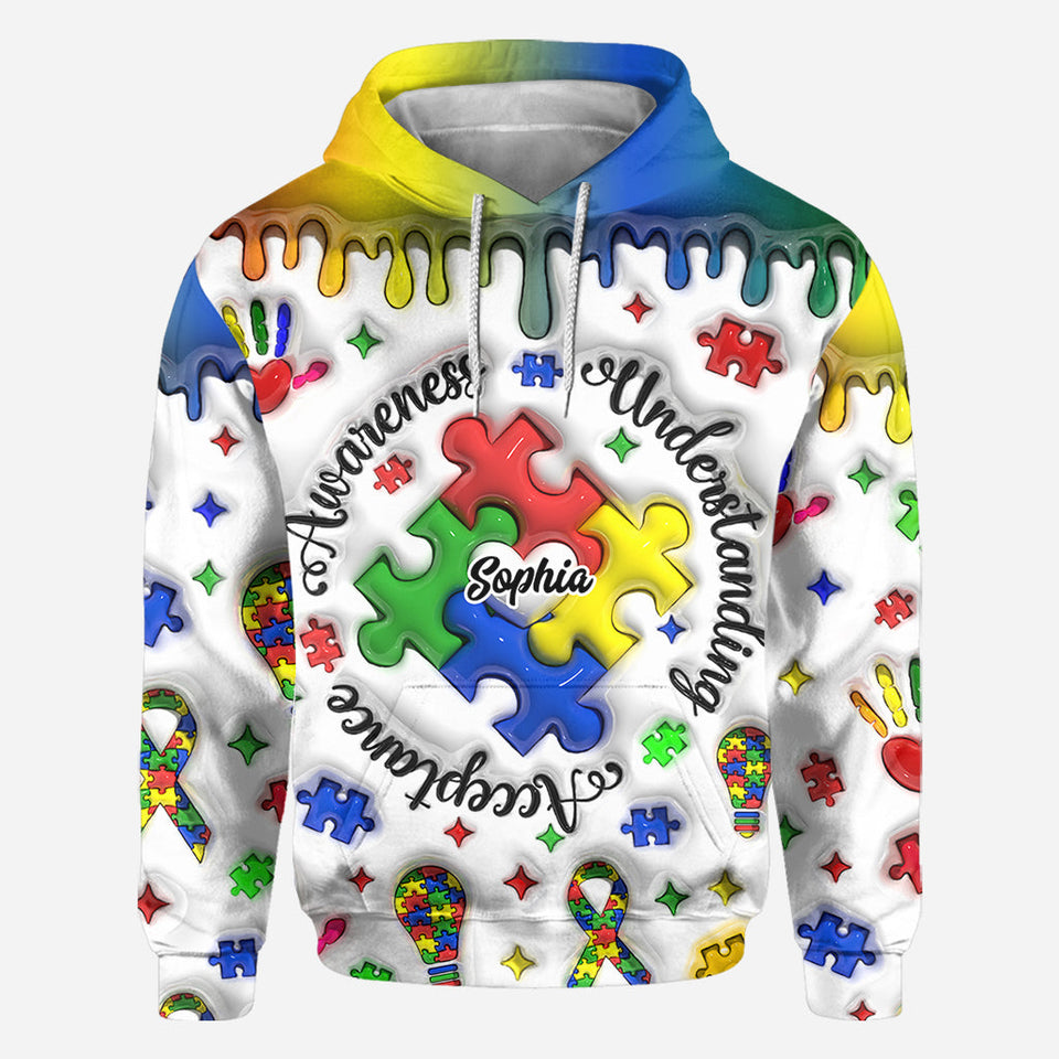 Sensibilisation à l'autisme - T-shirt personnalisé intégral de sensibilisation à l'autisme