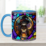 Beautiful Stained Glass Witch - Personalized Witch Accent Mug