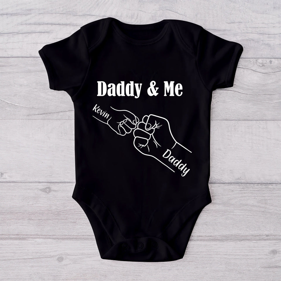 Daddy And Me Daddy's Team - Personalized Father T-shirt And Baby Onesie