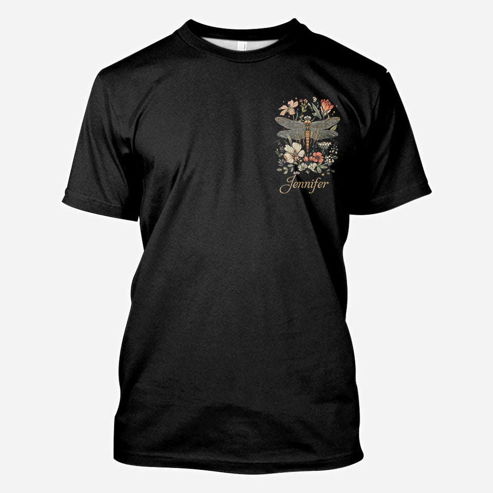 Dragonfly & Flowers - Personalized Dragonfly All Over Shirt