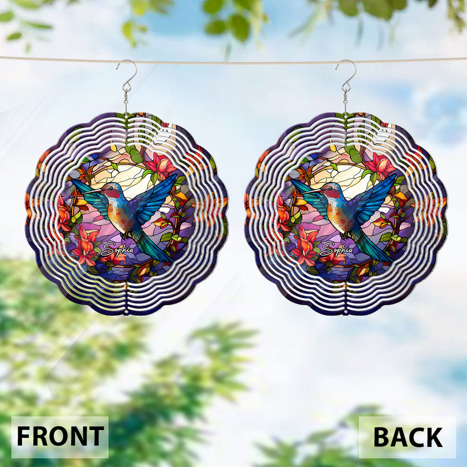 Stained Glass Hummingbird - Personalized Hummingbird Wind Spinner