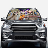 Three Funny Raccoons Animals Windshield - Personalized Raccoon Car Sunshade