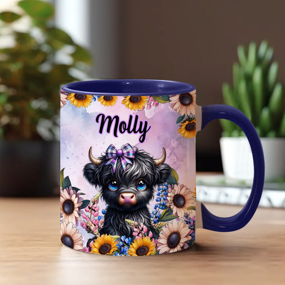 Cute Little Highland Cow - Personalized Accent Mug
