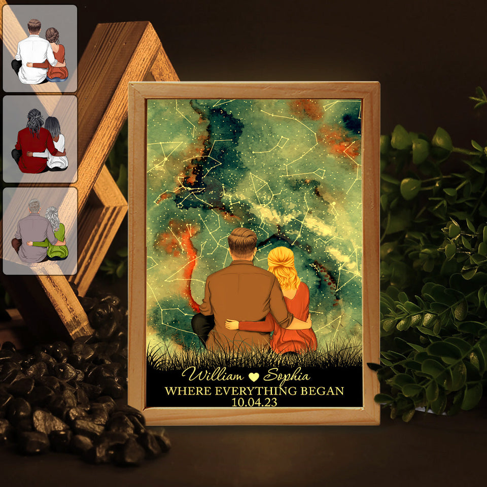 Where Everything Began - Personalized Couple Picture Frame Light Box