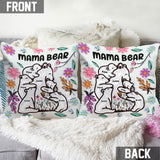 Mama Bear Huggings Her Cubs Floral Style - Personalized Mother Throw Pillow
