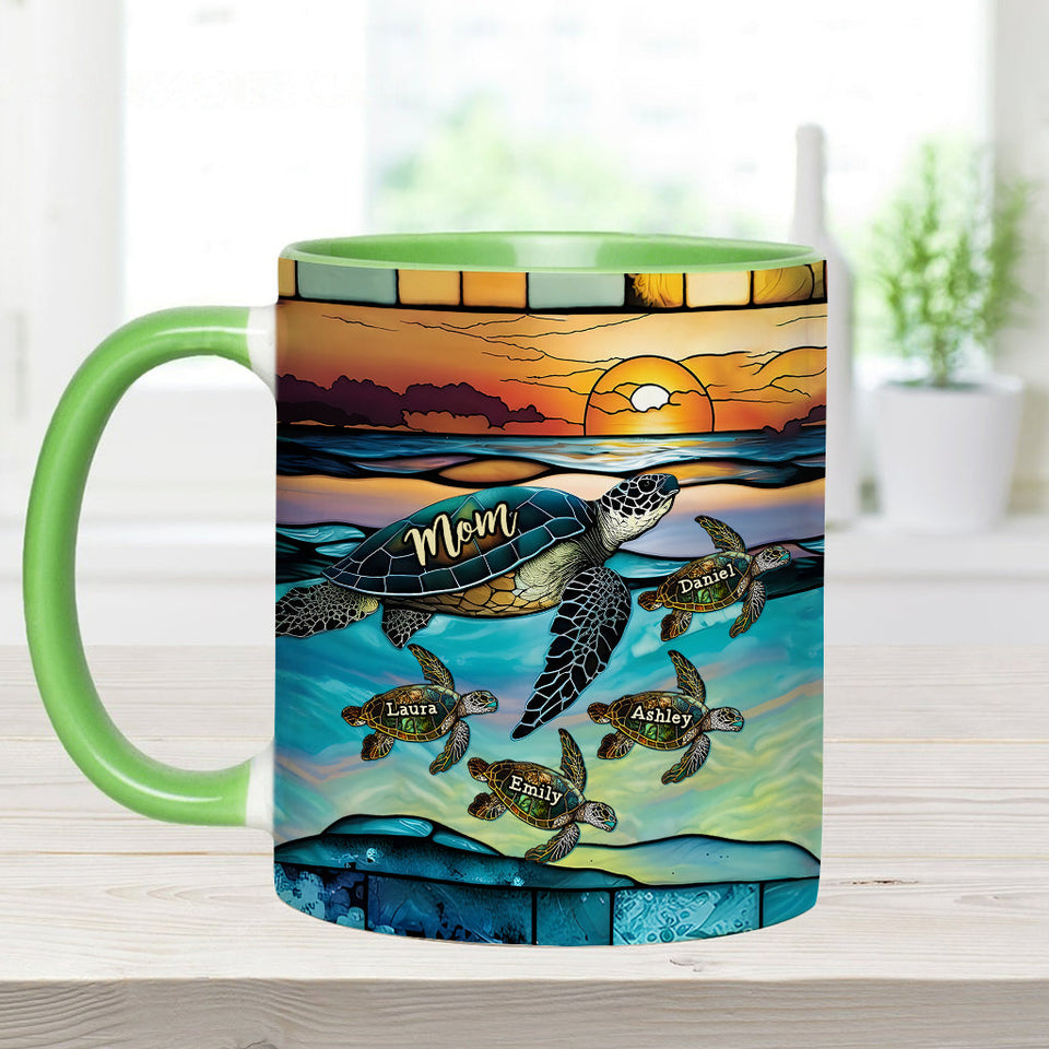 I Love You To The Beach And Back Turtle Mother And Children - Personalized Turtle Accent Mug