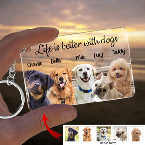 Life Is Better With Dogs Cats - Personalized Dog Transparent Keychain