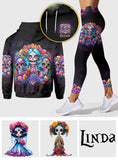 Cute Dolls La Catrina - Personalized Skull Hoodie and Leggings