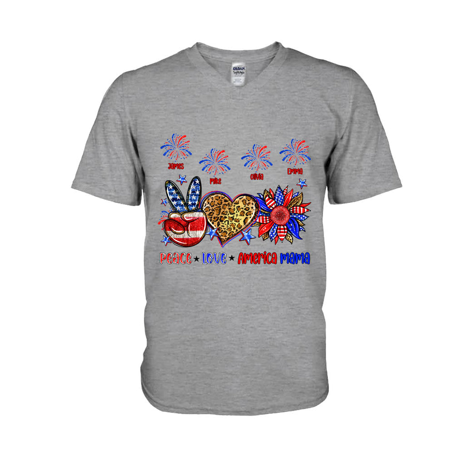 Peace Love American Nana Mama Any Title - Personalized Mother T-shirt And Hoodie