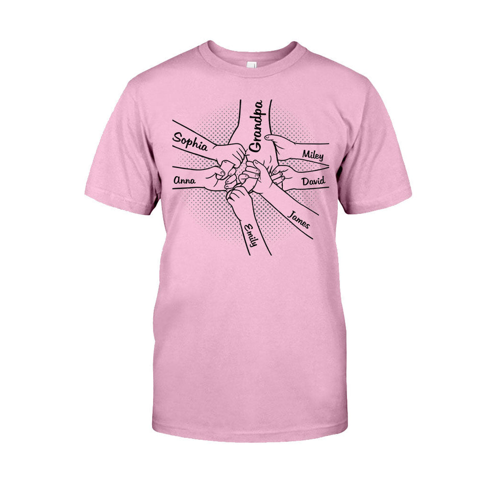 Hand In Hand - Personalized Grandpa T-shirt And Hoodie