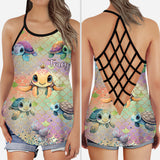 Colorful Turtle - Personalized Turtle Cross Tank Top and Leggings