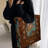 Salty Lil Beach - Personalized Turtle All-Over Print Canvas Tote Bag