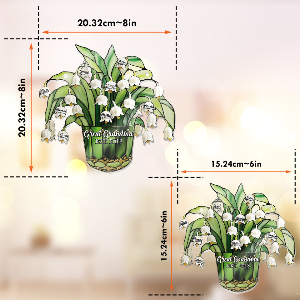 Lily Of The Valley Nana Mom Great Grandma - Personalized Grandma Window Hanging Suncatcher Ornament