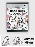 Nana Bear Huggings Her Cubs Floral Style - Personalized Grandma Dishwasher Cover