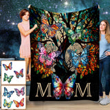 Mom Butterfly Colorful Stained Glass Pattern - Personalized Mother Blanket