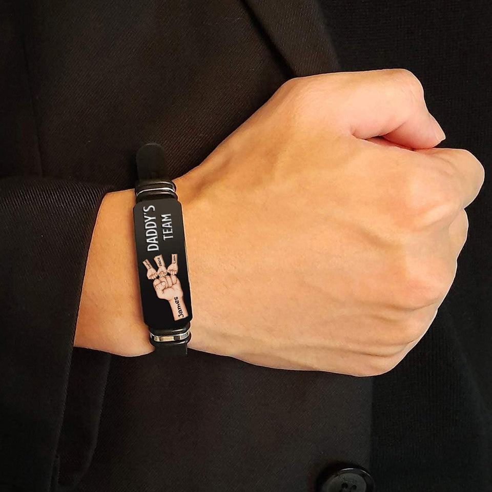 Daddy's Team - Personalized Father Engraved Bracelet